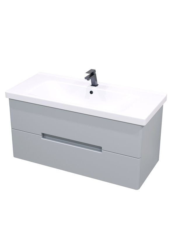 Тумба с раковиной SanStar Ориана 100 подвесная, серая, раковина Dreja Harmony 100