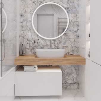 Мебель для ванной STWORKI Ольборг 120 столешница дуб французский, без отверстий, с тумбой 80, с раковиной Vitra Shift