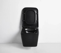 Комплект Унитаз подвесной BOND Cube F04-108 безободковый, с микролифтом, черный + Звукоизоляция Grohe + Инсталляция Solido 38811KF0 3 в 1 с кнопкой смыва