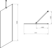 Шторка на ванну RGW Screens SC-151B 900x1500, профиль черный, стекло прозрачное 8 мм