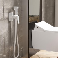 Гигиенический душ Wasserkraft Saale 9538 со смесителем, С ВНУТРЕННЕЙ ЧАСТЬЮ, белый soft-touch
