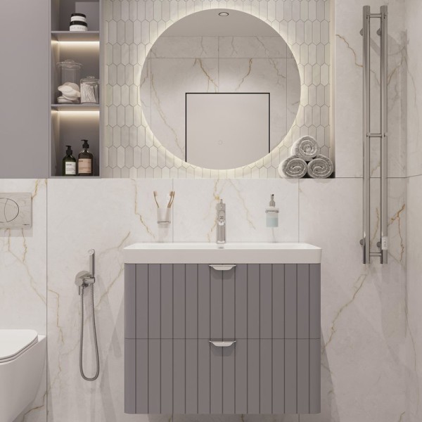 Мебель для ванной комнаты STWORKI Ларвик 80 серая матовая