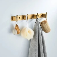 Крючки для ванной и кухни / планка с 4 крючками Shevanik SG5741G, золотой сатин
