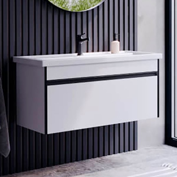 Тумба с раковиной Aqwella Urban 100 подвесная, белая гляцевая