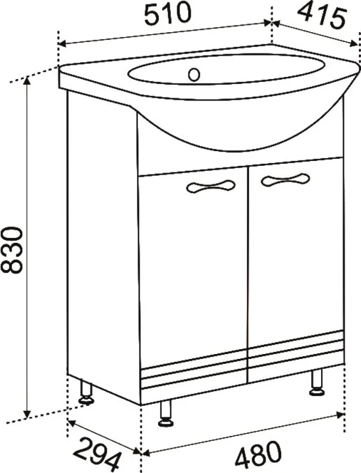 Тумба с раковиной Emmy Рио 50