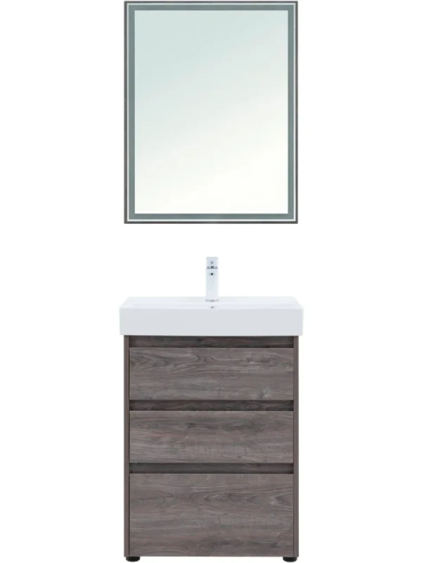 Мебель для ванной комнаты Aquanet Nova Lite 60 напольная, дуб рошелье, 3 ящика