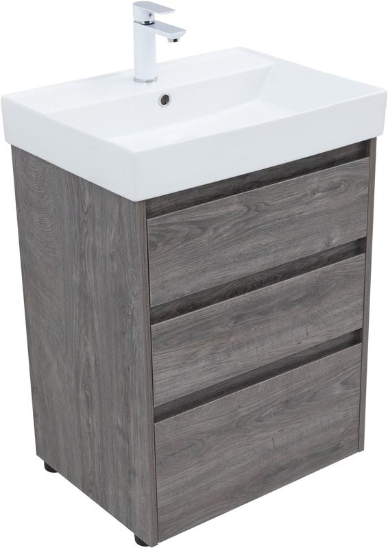 Мебель для ванной комнаты Aquanet Nova Lite 60 напольная, дуб рошелье, 3 ящика