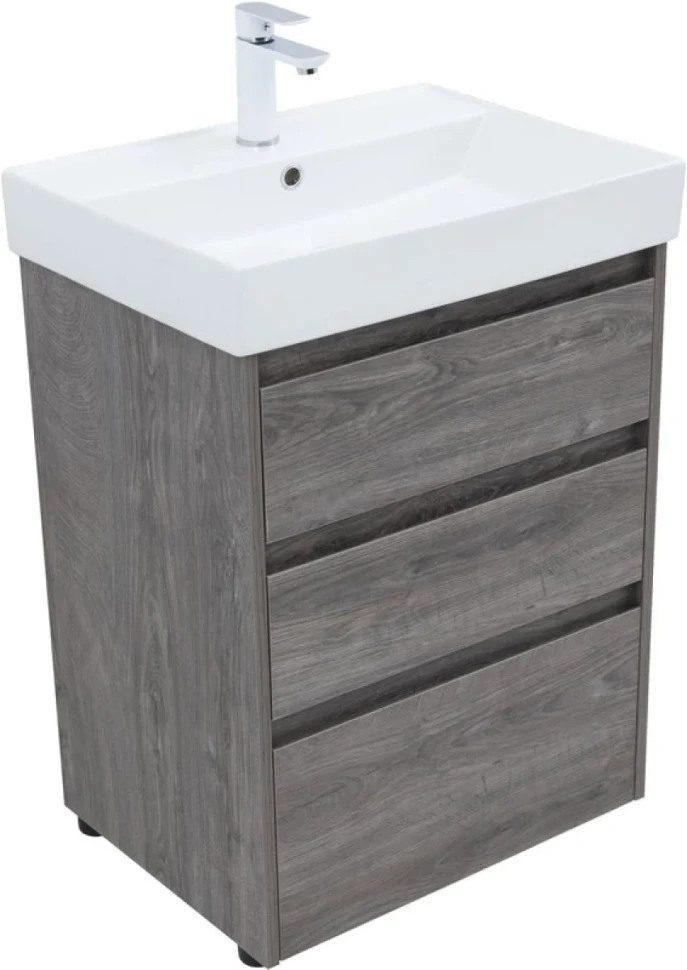 Мебель для ванной комнаты Aquanet Nova Lite 60 напольная, дуб рошелье, 3 ящика