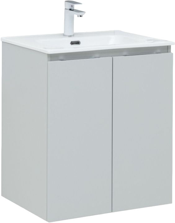 Тумба с раковиной Aquanet Алвита 60 подвесная, серая