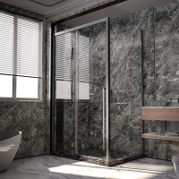 Душевой уголок Veconi Premium Trento PTC-SP-30GR 150x100, профиль брашированный графит, стекло прозрачное
