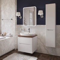 Мебель для ванной комнаты STWORKI Берген 80 белая с темной столешницей, раковина DIWO Самара 0116