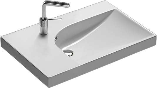 Раковина Hatria Grandangolo DX YXF801 75, 1 готовое отверстие под смеситель