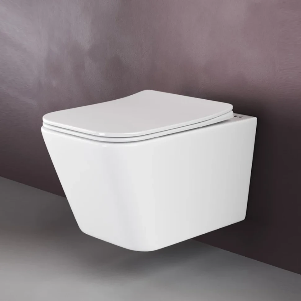 Комплект Унитаз подвесной Ceramicanova Metric CN3007 безободковый, с микролифтом + Инсталляция Envision CN1001M + Кнопка Round, матовый хром