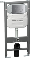 Комплект Унитаз подвесной Ceramicanova Metric CN3007 безободковый, с микролифтом + Инсталляция Envision CN1001M + Кнопка Round, матовый хром