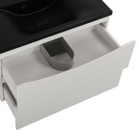 Тумба с раковиной BelBagno Marino 80 подвесная, bianco lucido, черная раковина