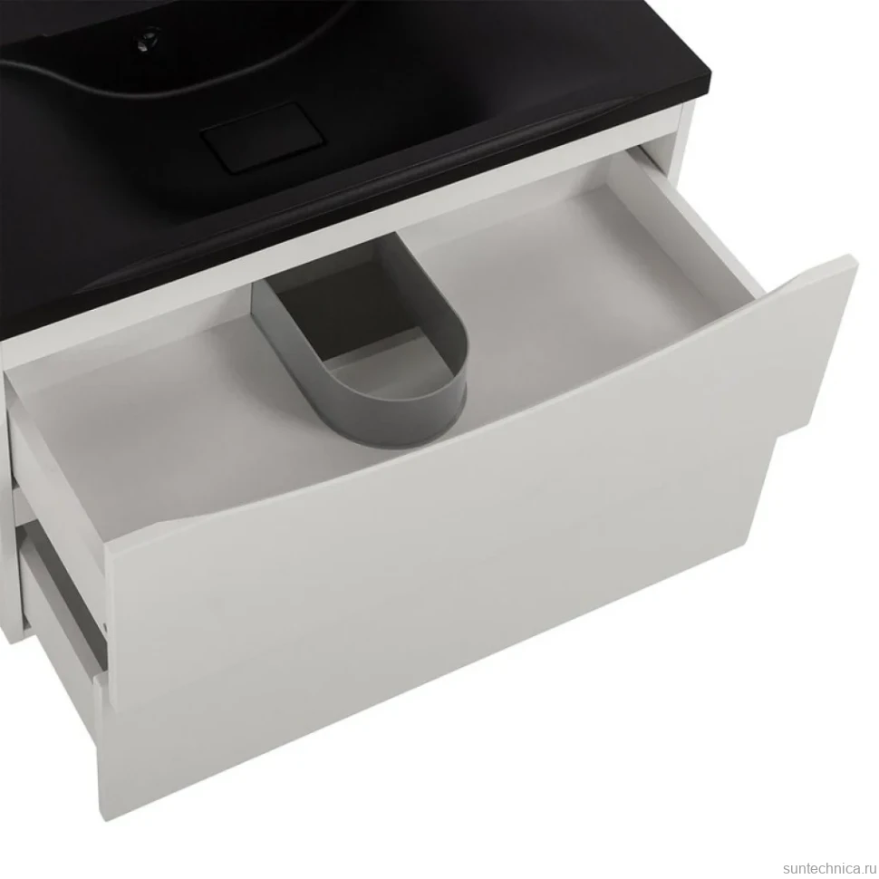 Тумба с раковиной BelBagno Marino 80 подвесная, bianco lucido, черная раковина