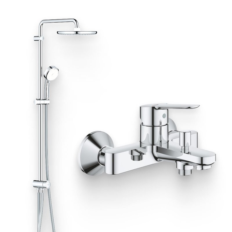 Душевой комплект Смеситель Grohe BauEdge 23605000 + Стойка Tempesta Cosmopolitan System 250 26675000