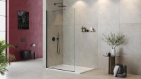 Душевая перегородка Cezares Liberta L-1-TB-140-C-NERO профиль черный, стекло прозрачное
