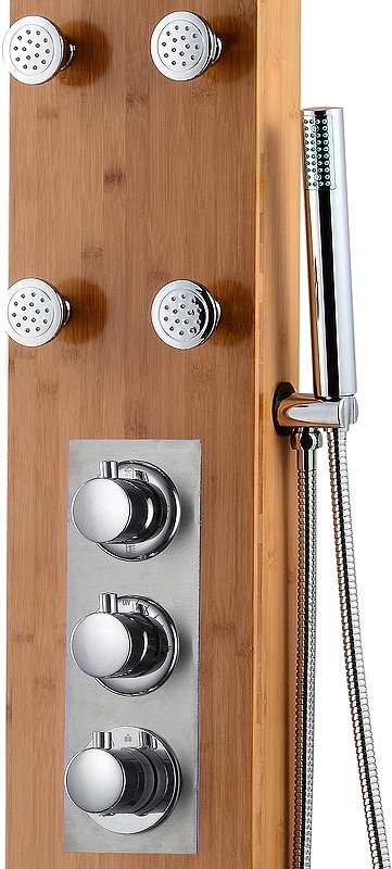 Душевая панель beWash BV6TMSP3024 с термостатическим смесителем, бамбук