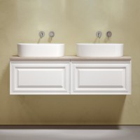 Тумба с раковиной Sancos Very 140 bianco, столешница бежевая TT140A2, раковина CN6075