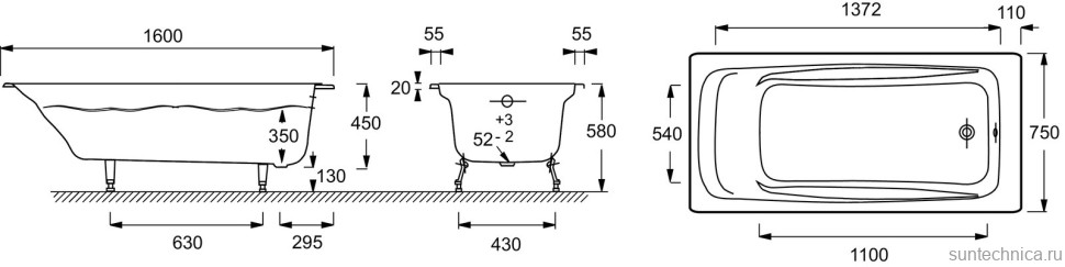 Чугунная ванна Jacob Delafon Repos E2130-00 160x75 см, пристенная, белая