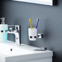 Стакан для ванной AM.PM Sense L A7434300 настенный, хром, стеклянный Стакан для ванной AM.PM Sense L A7434300 настенный, хром, стеклянный