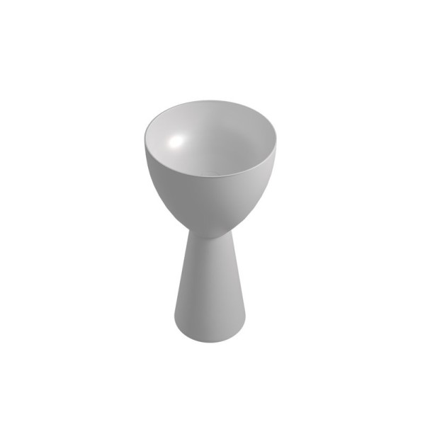 Раковина напольная Abber Stein AS2507 45 матовая белая, круглая, моноблок, искусственный камень