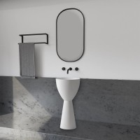 Раковина напольная Abber Stein AS2507 45 матовая белая, круглая, моноблок, искусственный камень