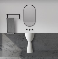 Раковина напольная Abber Stein AS2507 45 матовая белая, круглая, моноблок, искусственный камень