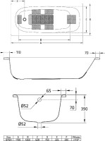 Стальная ванна BLB Universal B75HTH001 handles 170x75 см, встраиваемая, на ножках APMSTDBL1, с ручками, с шумоизоляцией