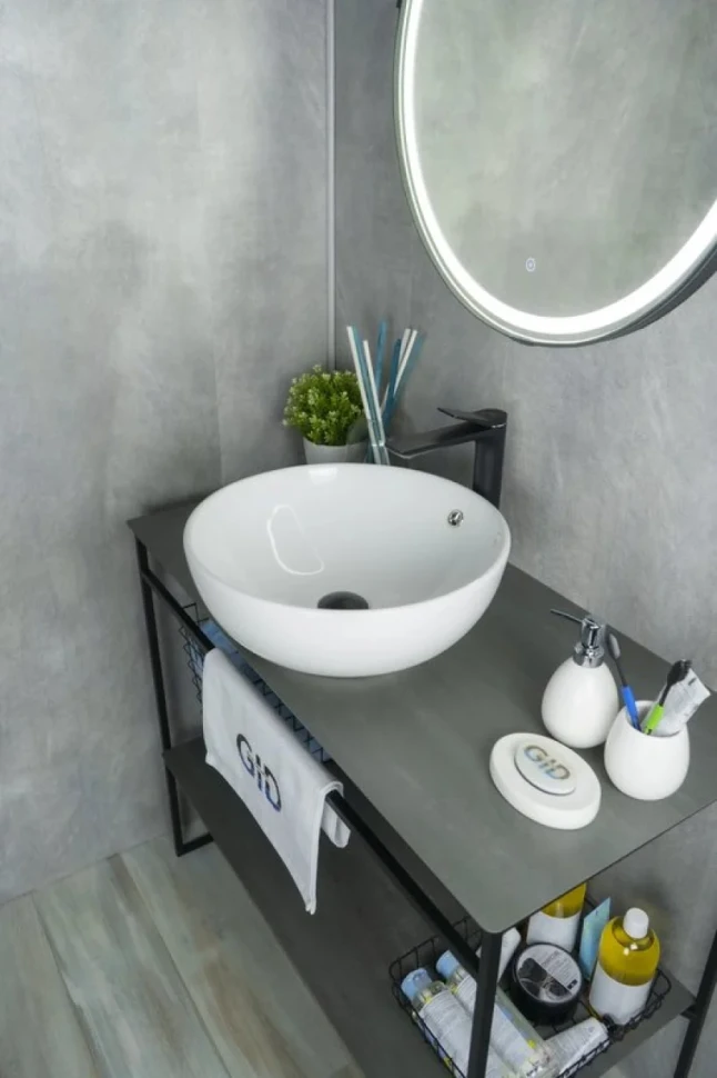 Накладная раковина GID Esfera N9003a 43 глянцевая белая, круглая, фаянс