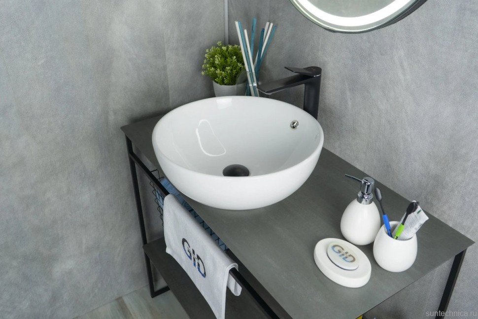 Накладная раковина GID Esfera N9003a 43 глянцевая белая, круглая, фаянс
