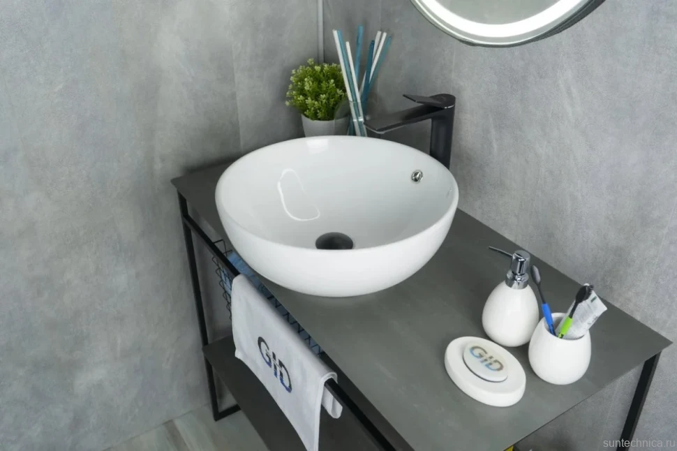 Накладная раковина GID Esfera N9003a 43 глянцевая белая, круглая, фаянс