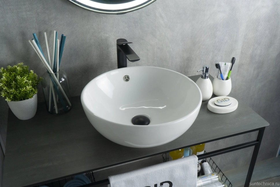 Накладная раковина GID Esfera N9003a 43 глянцевая белая, круглая, фаянс