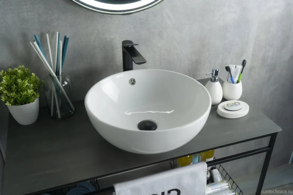 Накладная раковина GID Esfera N9003a 43 глянцевая белая, круглая, фаянс