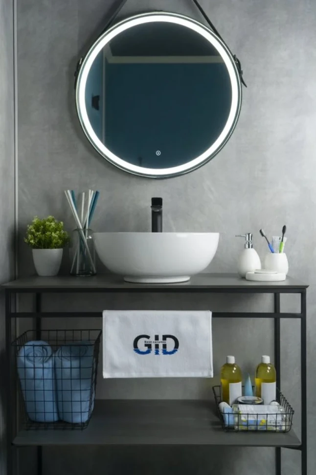 Накладная раковина GID Esfera N9003a 43 глянцевая белая, круглая, фаянс