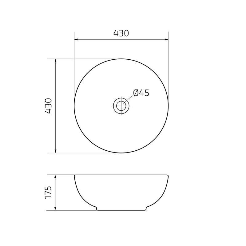 Накладная раковина GID Esfera N9003a 43 глянцевая белая, круглая, фаянс