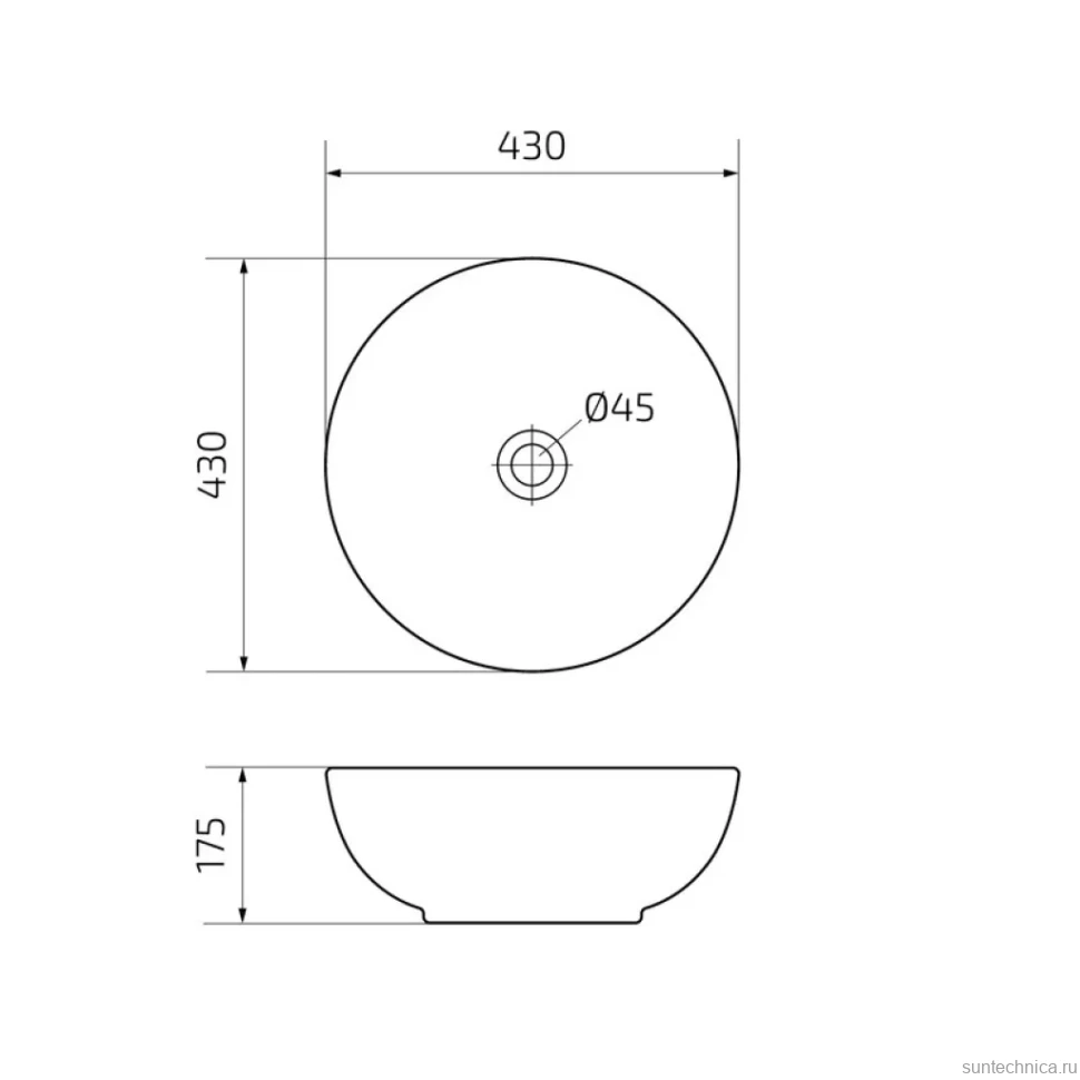 Накладная раковина GID Esfera N9003a 43 глянцевая белая, круглая, фаянс