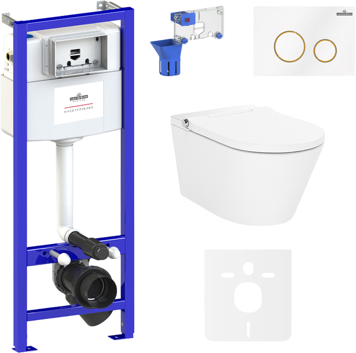 Комплект Lavinia Boho Унитаз подвесной Smart V-Clean 3359102R с микролифтом + Инсталляция RelFix 38010010 + Кнопка RelFix 38050804 + Дозатор RelFix 38040010