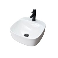 Накладная раковина GID Geometrico N9284 42 глянцевая белая, квадратная, фаянс, с 1 отверстием под смеситель