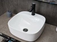 Накладная раковина GID Geometrico N9284 42 глянцевая белая, квадратная, фаянс, с 1 отверстием под смеситель