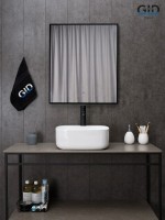 Накладная раковина GID Geometrico N9284 42 глянцевая белая, квадратная, фаянс, с 1 отверстием под смеситель