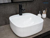 Накладная раковина GID Geometrico N9284 42 глянцевая белая, квадратная, фаянс, с 1 отверстием под смеситель