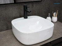 Накладная раковина GID Geometrico N9284 42 глянцевая белая, квадратная, фаянс, с 1 отверстием под смеситель
