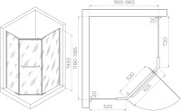 Душевой уголок RGW Passage PA-091B 120х100, профиль черный, стекло прозрачное
