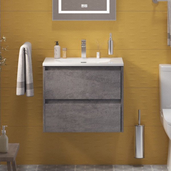 Тумба с раковиной BelBagno Kraft 39 70 cemento grigio, раковина BB-8099-3-70