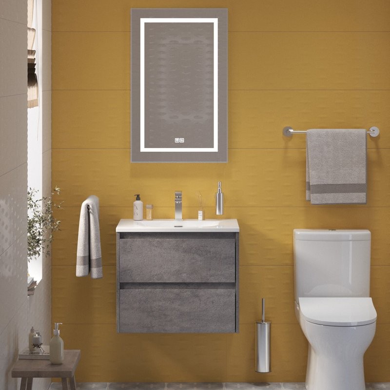 Тумба с раковиной BelBagno Kraft 39 70 cemento grigio, раковина BB-8099-3-70
