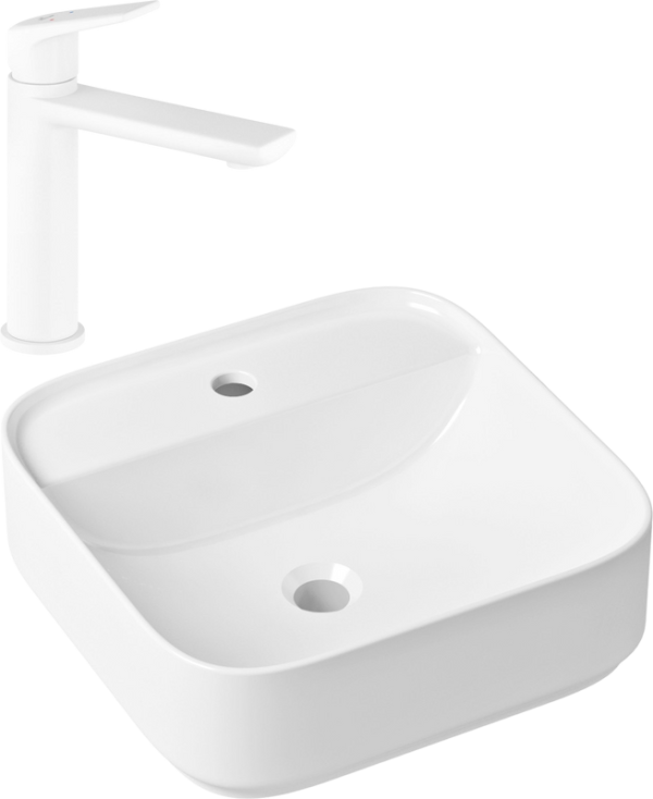 Комплект Накладная раковина Lavinia Boho Bathroom Sink Slim 33311007 + Смеситель Wellsee ICON! for life 182305000 матовый белый