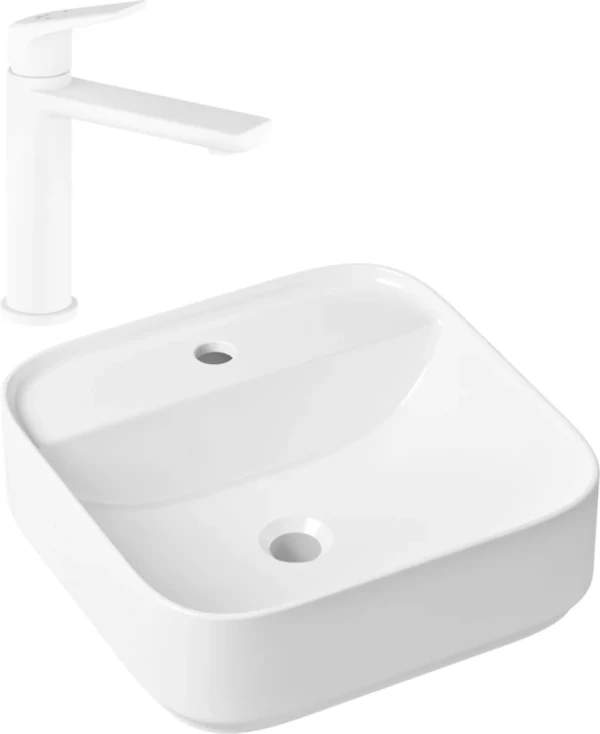 Комплект Накладная раковина Lavinia Boho Bathroom Sink Slim 33311007 + Смеситель Wellsee ICON! for life 182305000 матовый белый