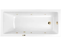 Акриловая ванна WHITECROSS Wave Slim SOFT 180x80 см, встраиваемая, с гидромассажем, белый, с каркасом, со сливом-переливом, фурнитура золото
